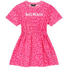 Girls Pink Logo Dress, 1, hi-res