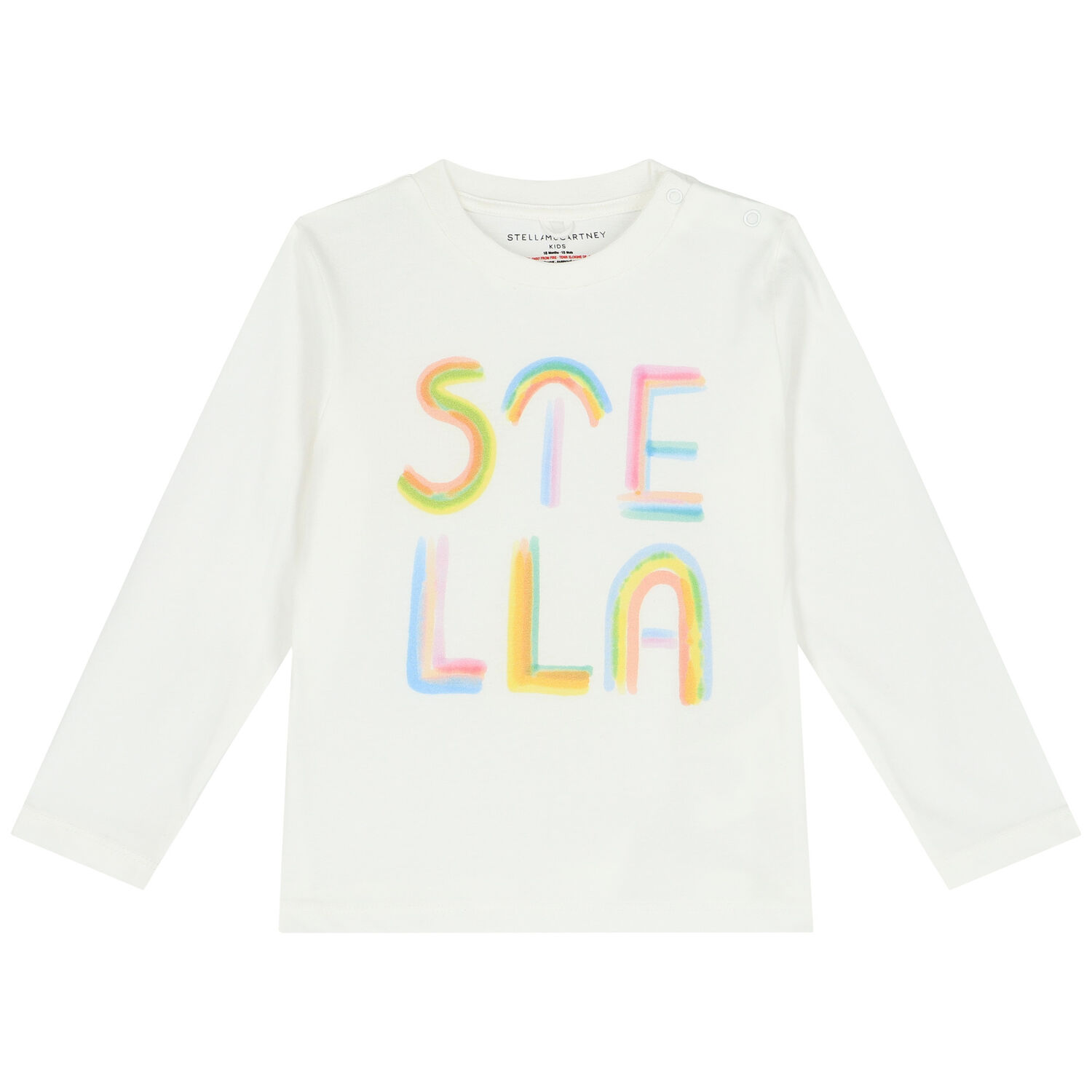 Younger Girls Ivory Rainbow Logo Long Sleeve Top, 2, hi-res image number null