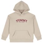 Boys Beige Logo Hooded Top, 1, hi-res