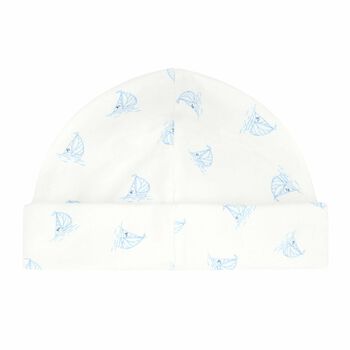 Baby Boys White & Blue Logo Hat