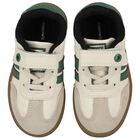 Younger Boys Ivory & Green Trainers, 1, hi-res
