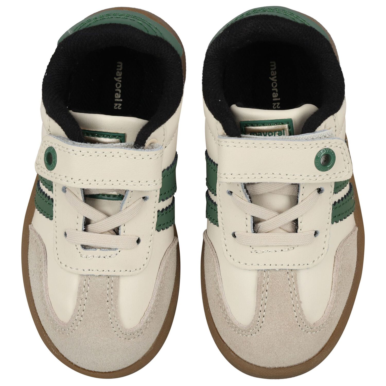 Younger Boys Ivory & Green Trainers, 1, hi-res