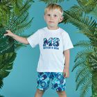 Boys White & Blue Logo Short Set, 1, hi-res