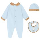 Baby Boys Blue & Beige Geo Map Babygrow Gift Set, 2, hi-res