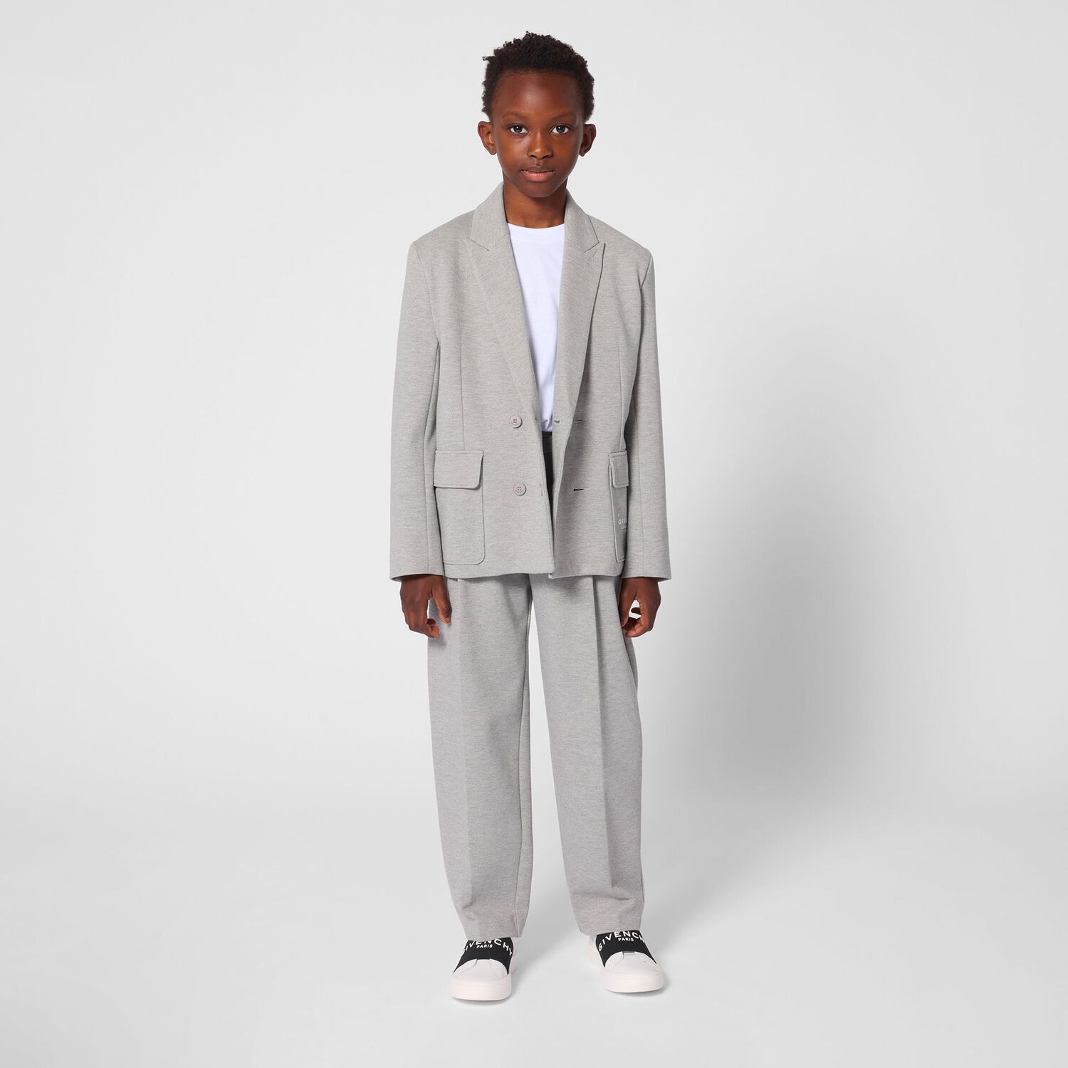 White & Black Logo Trainers, 1, hi-res