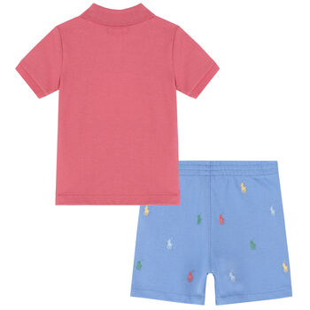 Baby Boys Red & Blue Logo Shorts Set