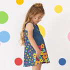 فستان بنات دنيم بالشعار , 1, hi-res