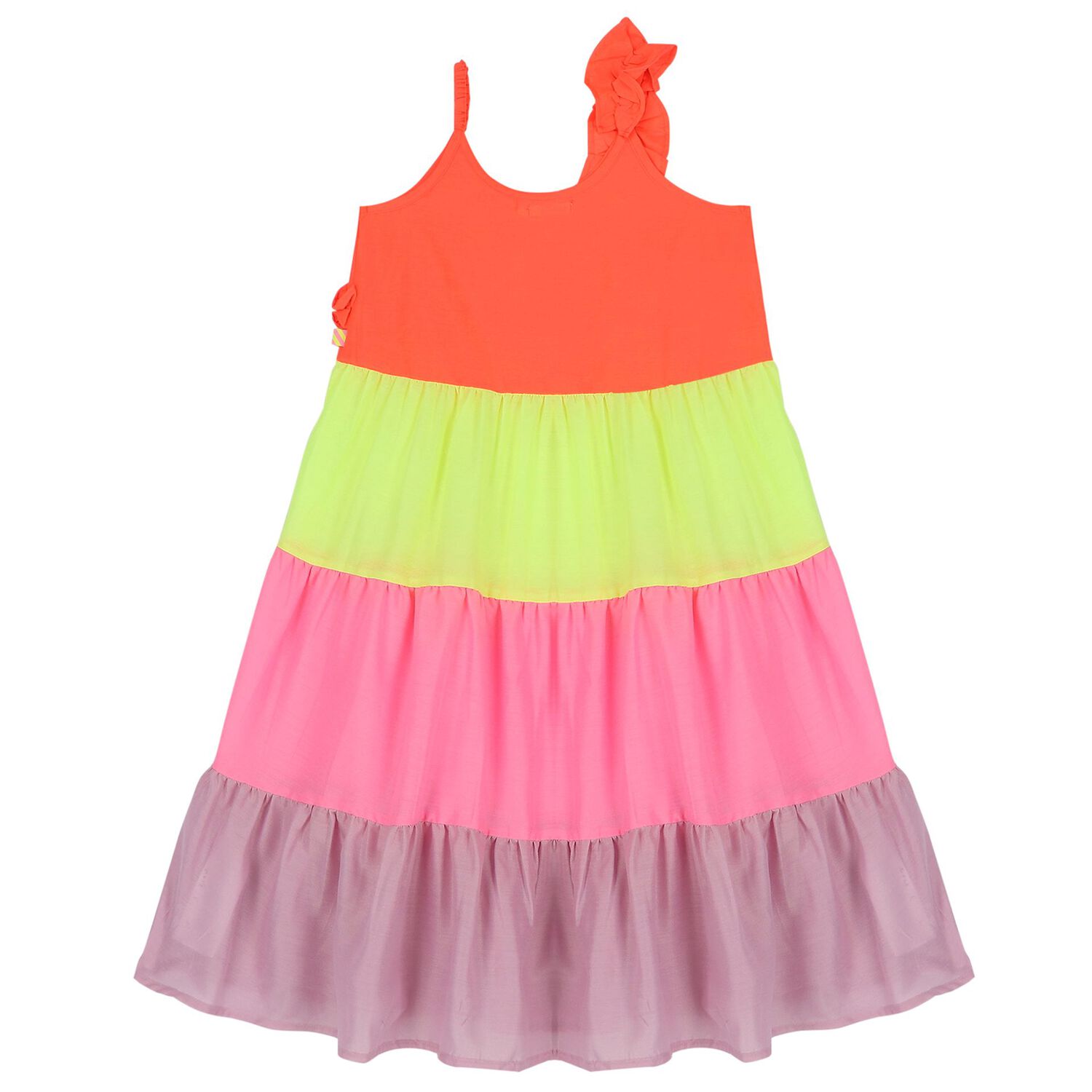 Girls Orange, Yellow & Pink Tiered Dress, 1, hi-res image number null