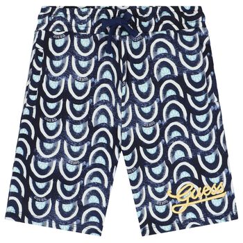 Boys Blue & White Logo Shorts