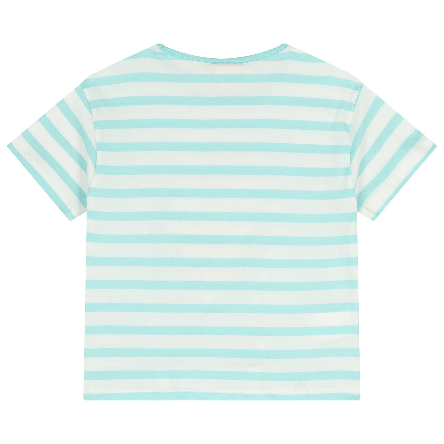 Girls White & Green Striped T-Shirt, 1, hi-res