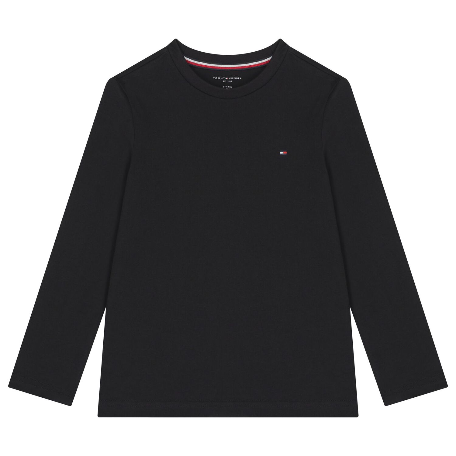 توب اولاد باكمام طويله بالشعار من القطن باللون الاسود والرمادى , 2, hi-res