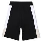 Boys Black Logo Shorts, 1, hi-res