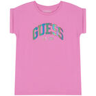 تيشيرت بنات بالشعار متعدد الألوان, 2, hi-res