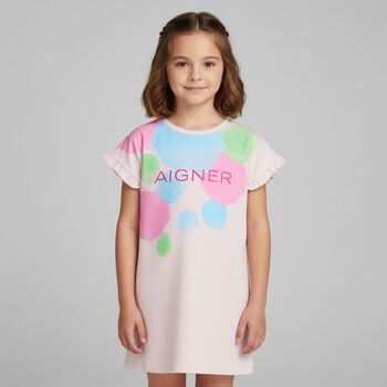 Girls Pink Logo Dress, 1 Girls Pink Logo Dress