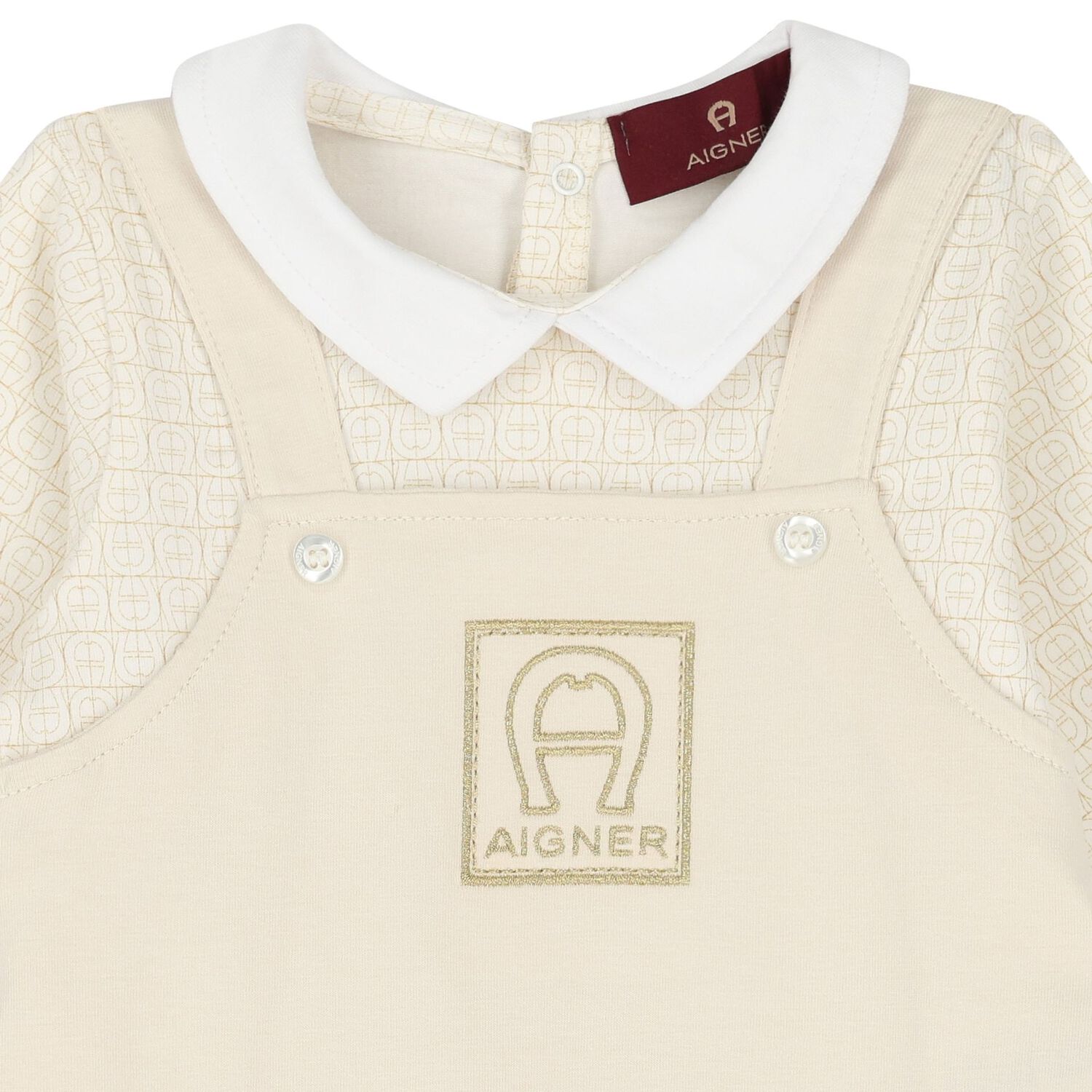 Beige & Gold Logo Babygrow, 1, hi-res image number null