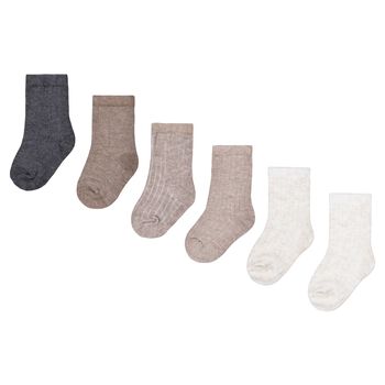 Beige, Ivory & Grey Socks ( 6 Pack )