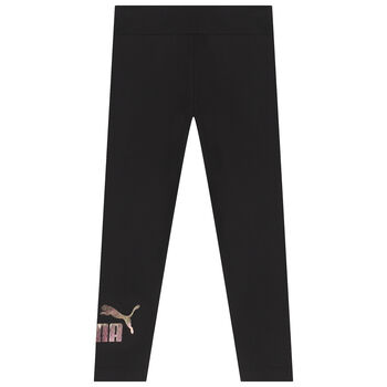 Girls Black Logo Leggings