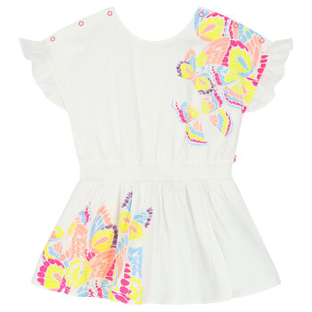 Girls White Butterfly Playsuit