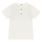 Younger Boys Ivory & Navy Blue Zig Zag T-Shirt, 1, hi-res
