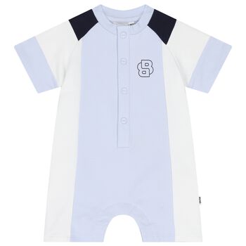 Baby Boys Blue Logo Romper