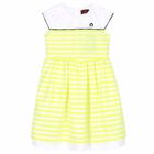 Girls Yellow & White Striped Dress, 2, hi-res