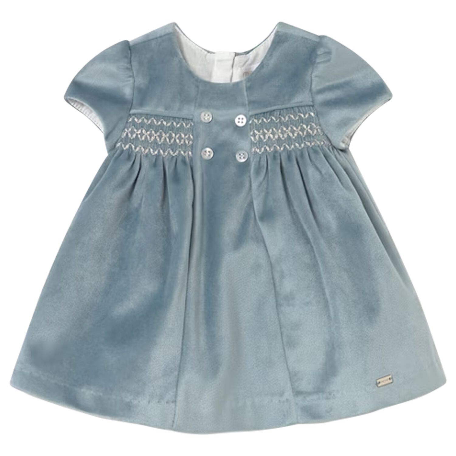 Baby Girls Blue Smocked Dress, 1, hi-res