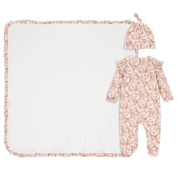 Baby Girls Pink & Gold Babygrow Gift Set