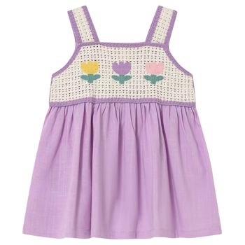 Younger Girls Lilac & Ivory Flower Dress