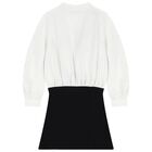 فستان متعرج باللون الابيض والاسود للبنات , 1, hi-res