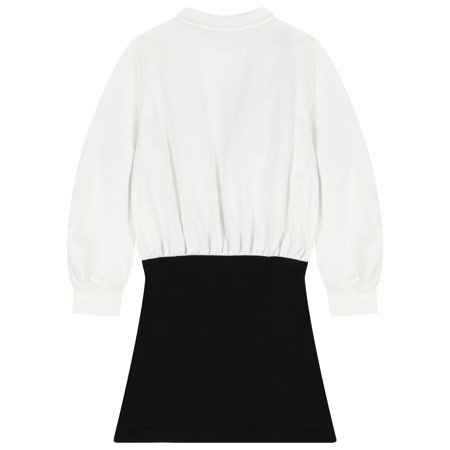 فستان متعرج باللون الابيض والاسود للبنات , 1, hi-res