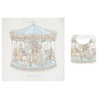 Baby Boys Ivory & Blue Carousel Carr&eacute; Swaddle & Bib Gift Set, 1, hi-res