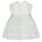 Girls White Embellished Tulle Dress, 1, hi-res