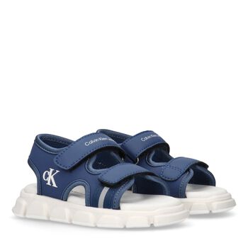 Boys Blue & White Logo Sandals