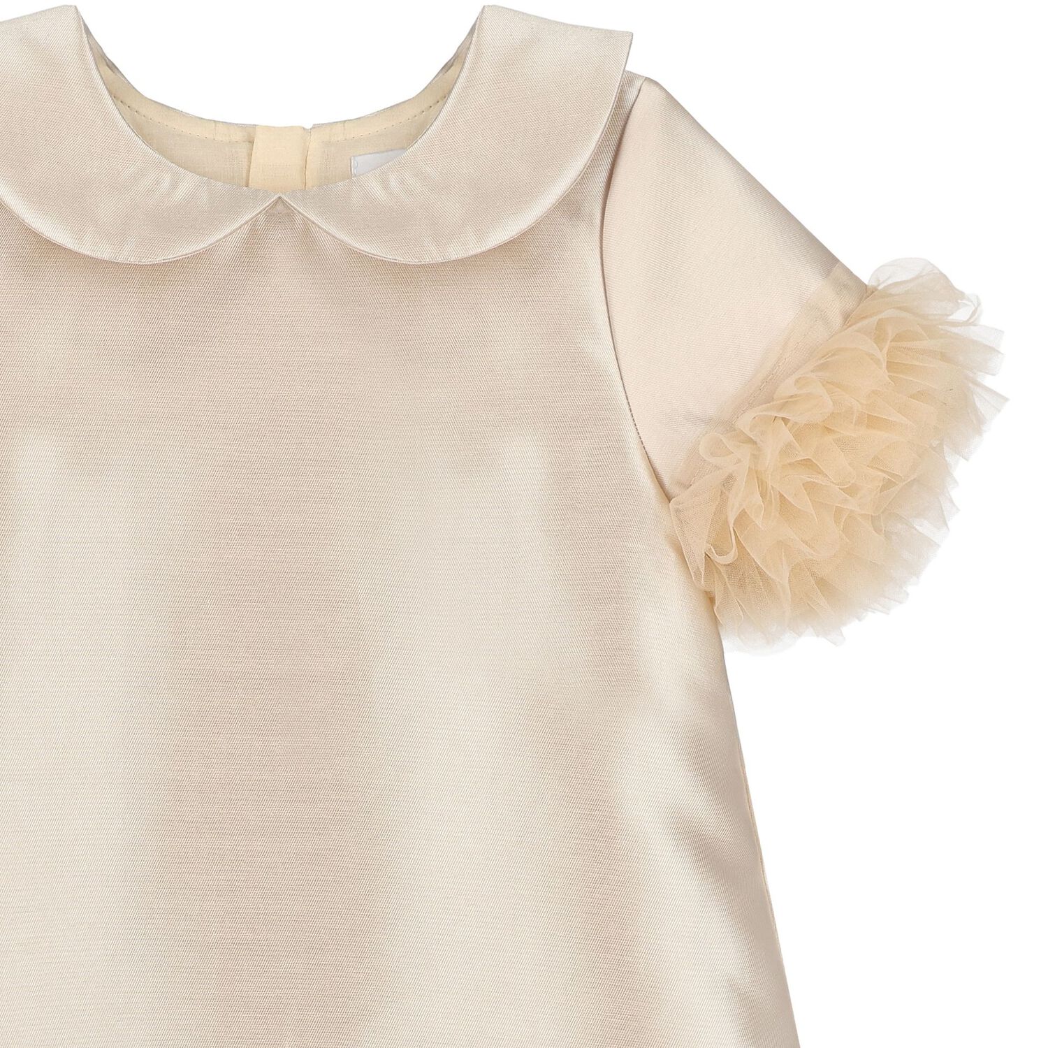 Girls Gold Satin & Ruffle Tulle Dress, 1, hi-res image number null