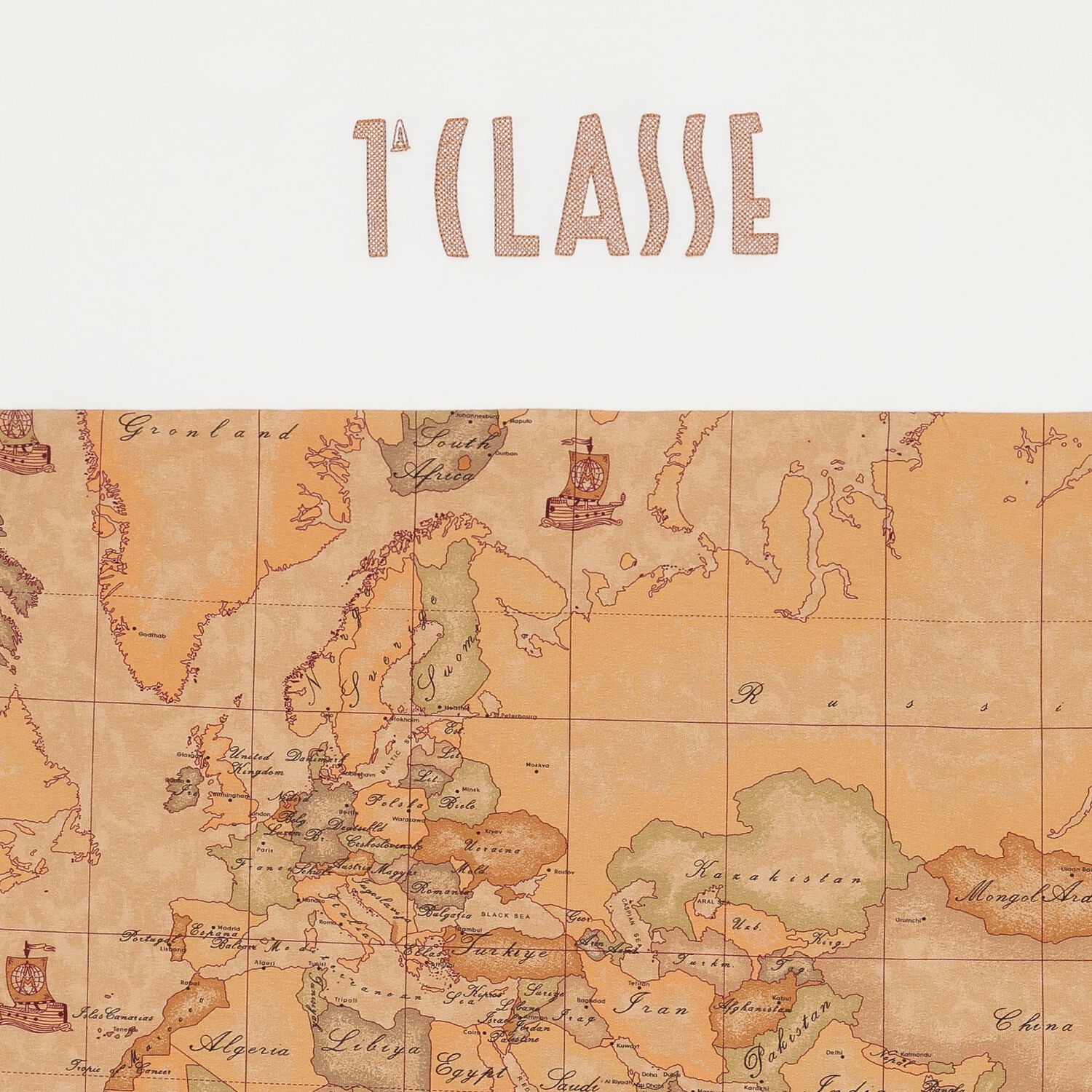 بطانية أطفال بنقشة خريطة جغرافية باللونين العاجي والبيج, 1, hi-res