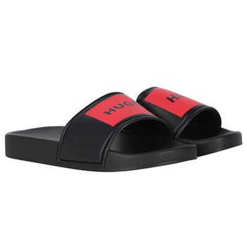 Boys Black Logo Sliders