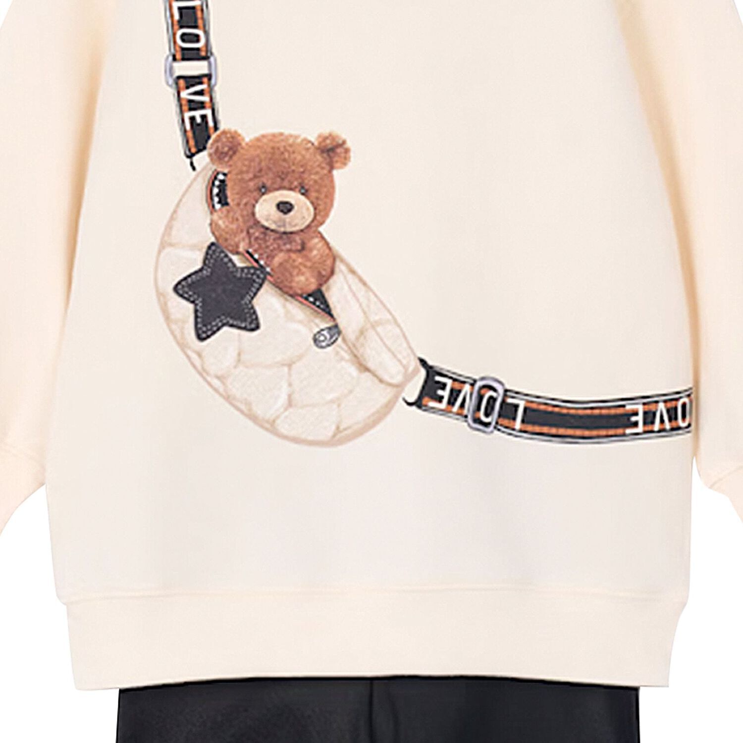 طقم ليجينز بنات باللون العاجى والاسود , 1, hi-res