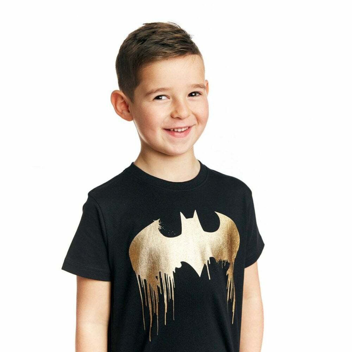 Boys Black Batman T-Shirt, 1, hi-res