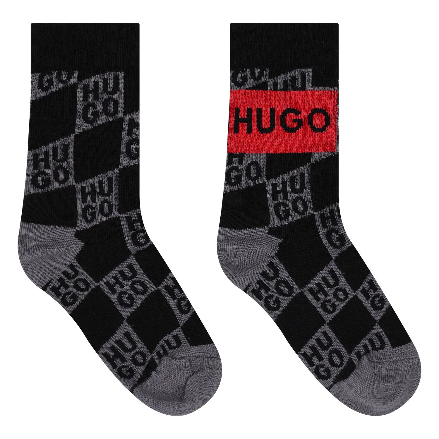 Boys White & Black Logo Socks ( 2-Pack ), 1, hi-res image number null