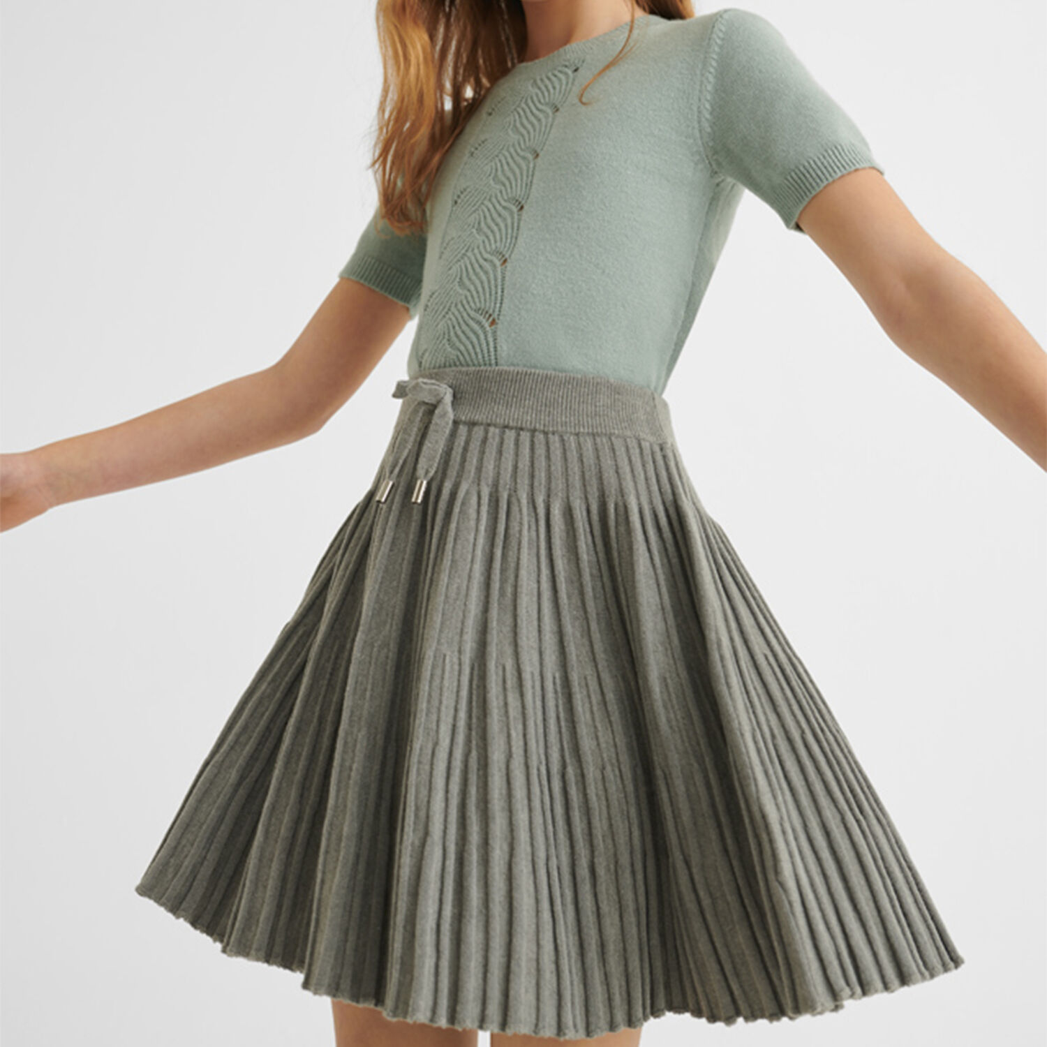 Girls Grey Pleated Skirt, 1, hi-res image number null
