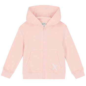 Girls Pink Logo Zip Up Top