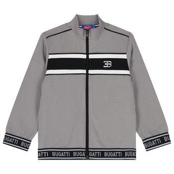 Boys Grey Logo Zip Up Top