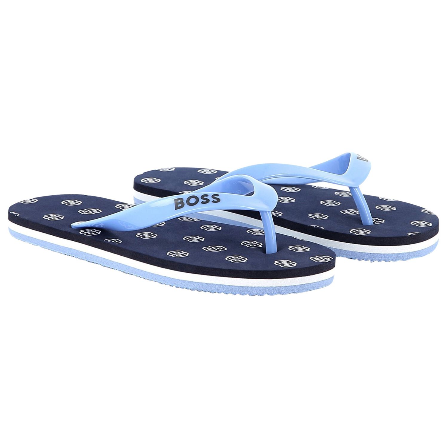 Boys Navy Blue Logo Flip Flops, 1, hi-res image number null