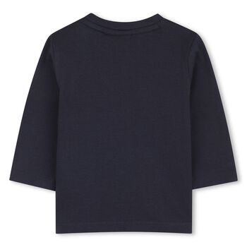 Younger Boys Navy Blue Logo Long Sleeve Top