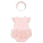 Baby Girls Pink Teddy Bear Bodysuit Dress Set, 2, hi-res