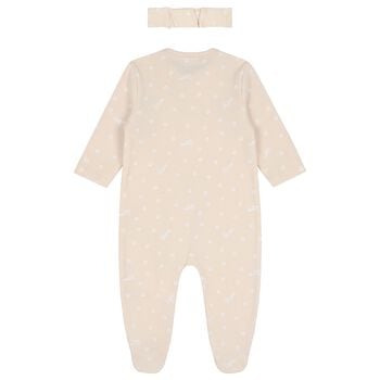 Baby Girls Beige Floral Babygrow Gift Set
