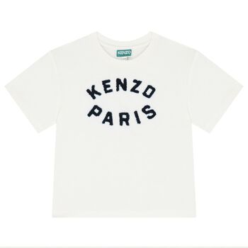 KENZO KIDS Ivory Logo T-Shirt, 1 Ivory Logo T-Shirt