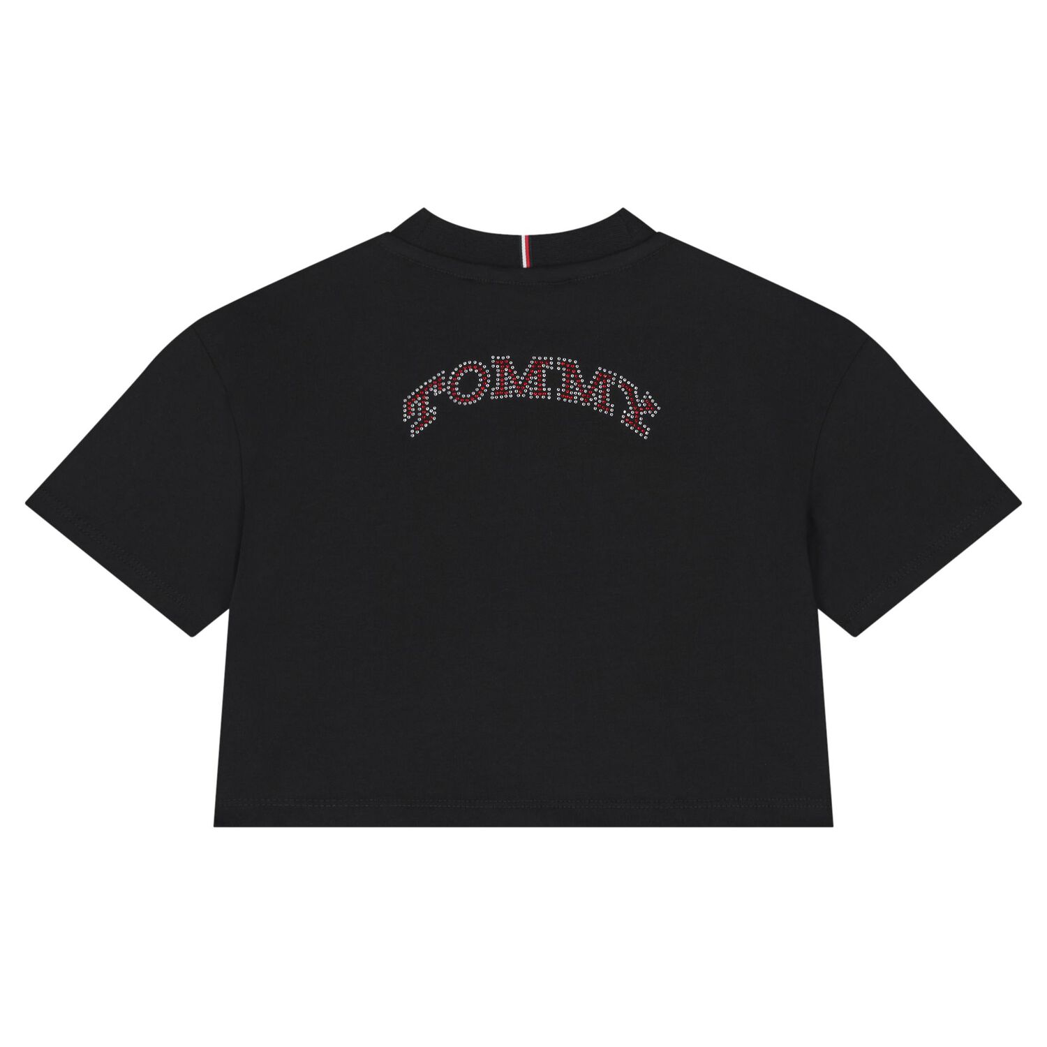 Girls Black Embellished Logo T-Shirt, 1, hi-res