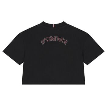 Girls Black Embellished Logo T-Shirt