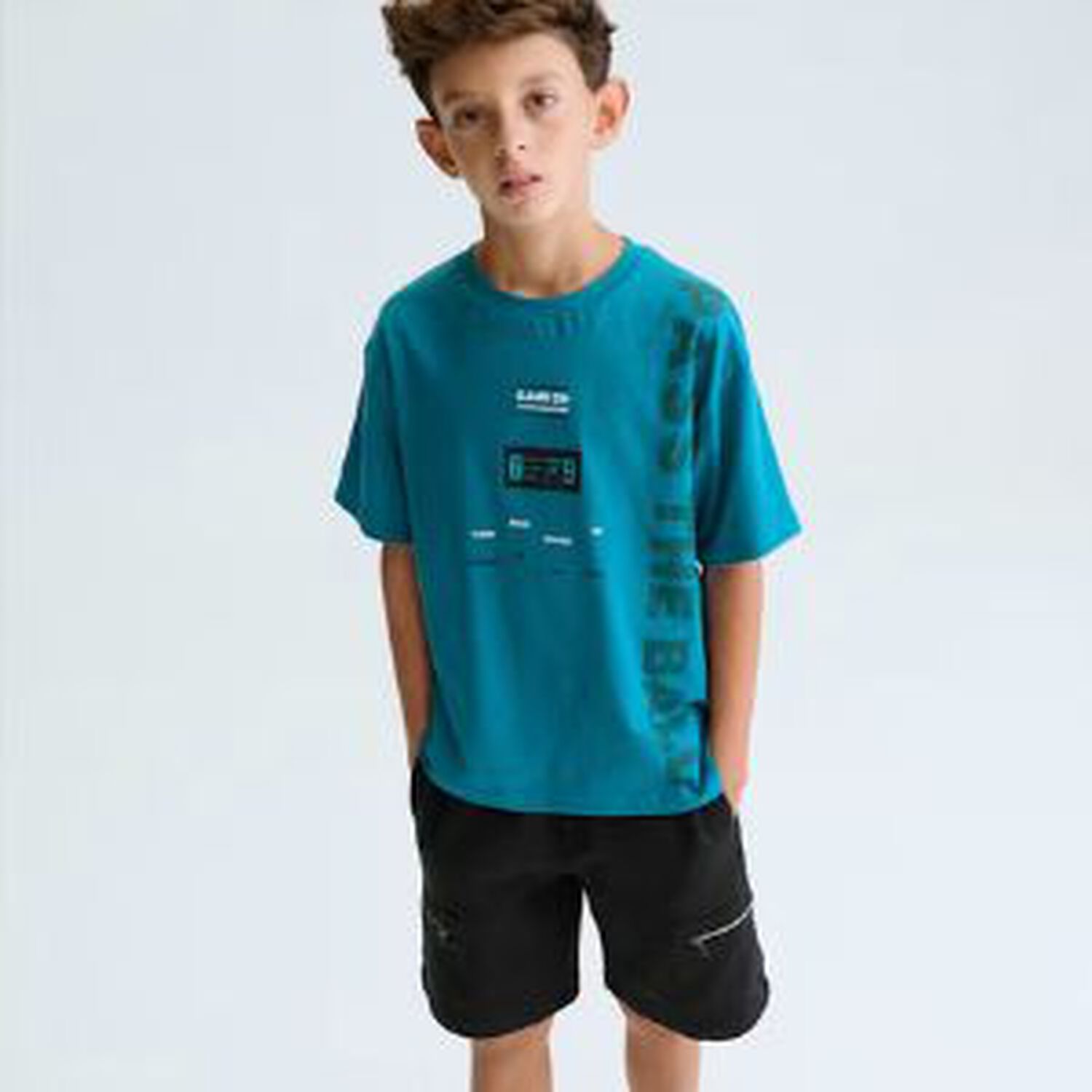 Boys Black Shorts, 1, hi-res